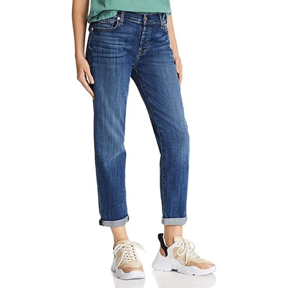 7 For All Mankind Denim - 7 For All Mankind Josefina Skinny Boyfriend Straight Leg Button Fly Jeans Sz 25
